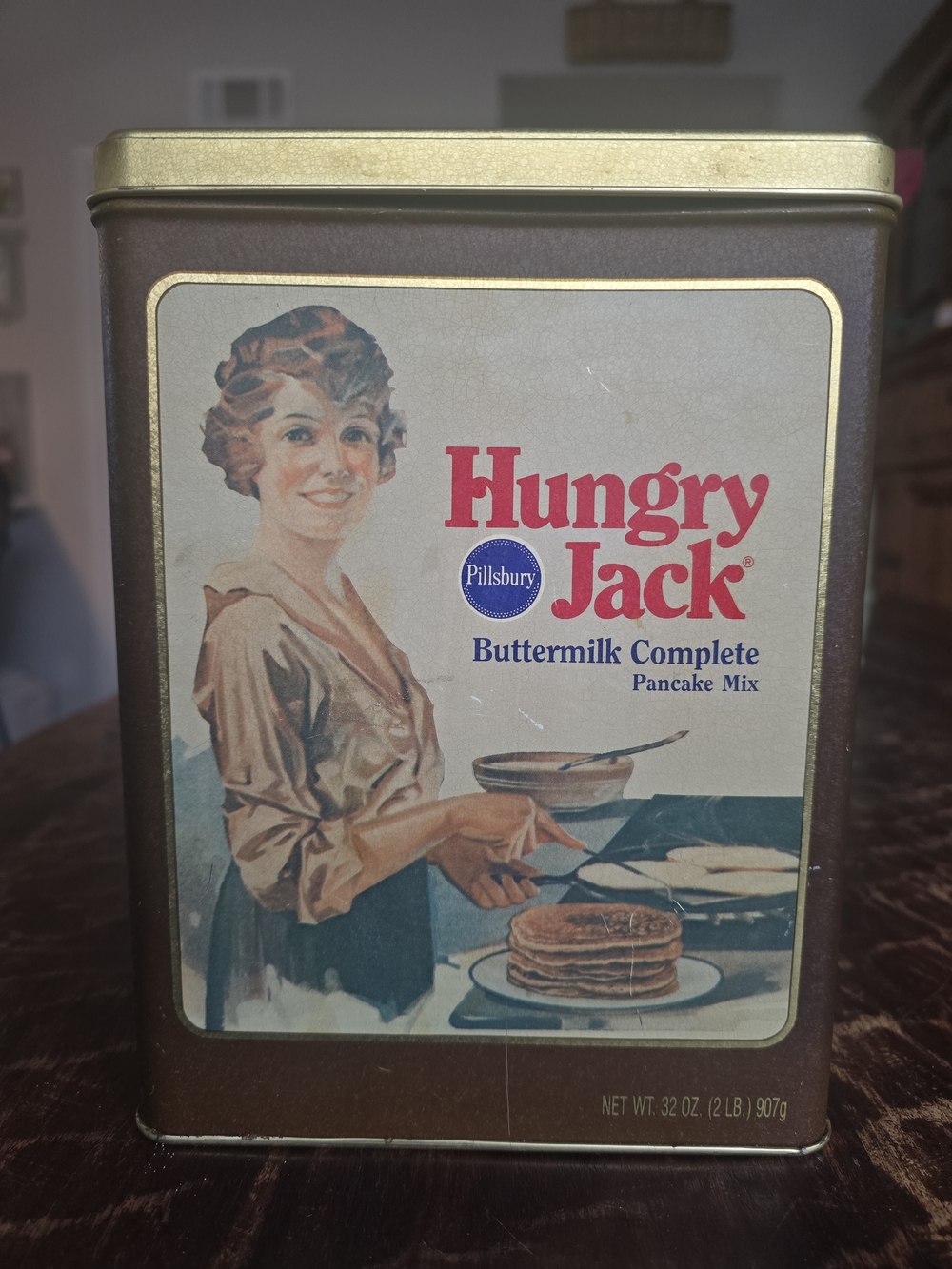 Hungry Jack Buttermilk Complete Pancake Mix Tin - Brown/Gold